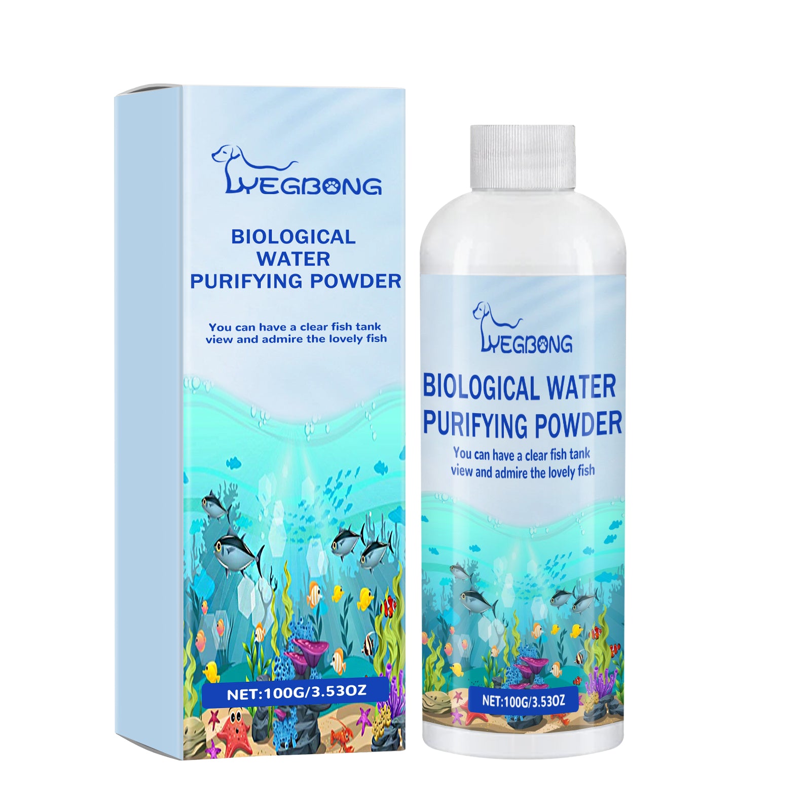 Yegbong Fish Tank Water Purifier Removes Algae Powder, Clean Fish Tank Remove Moss Algae Net Water Quality Instant Algae Removal Powder