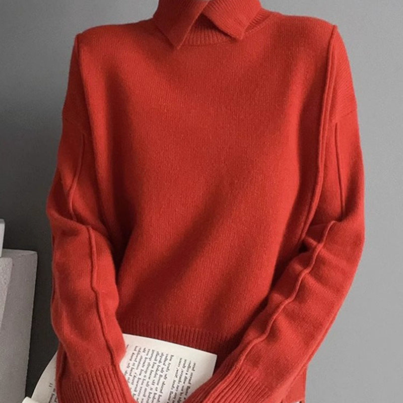 Soft Knit Sweater Autumn Winter New Slim Fit Crew Neck Basic Inner Layer Elegant Top Women's Turtleneck Sweater