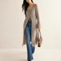 Vintage Elegant Long Sleeve Cardigan Knit Sweater Mid-Length Coat