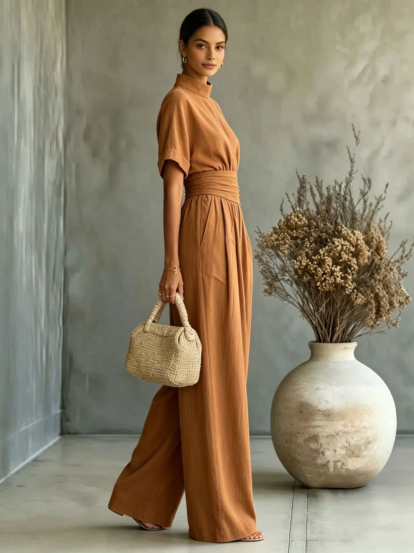 High-Neck Wide-Leg Jumpsuit