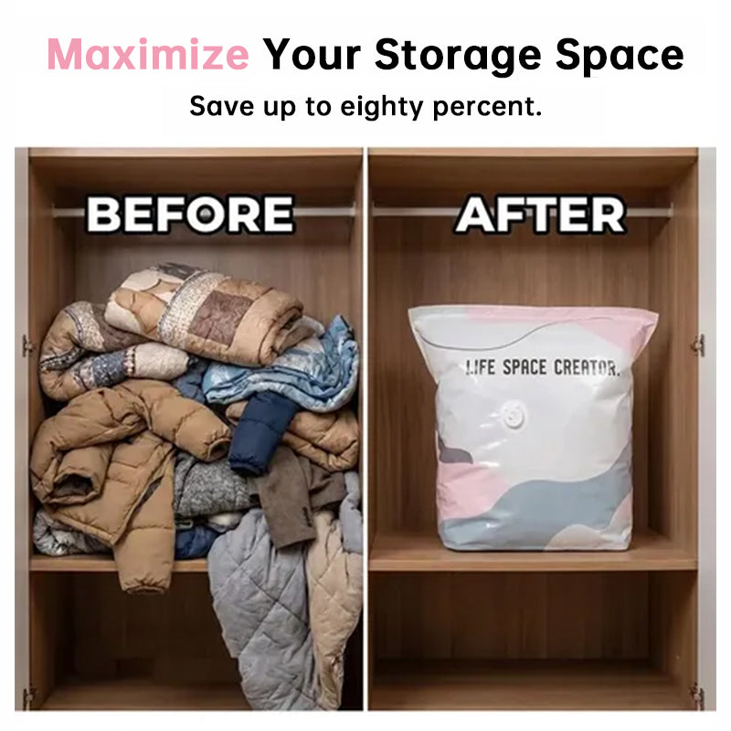 Pump-Free 3D Vacuum Storage Bags – 3-Second Compression, Reusable Space Saver