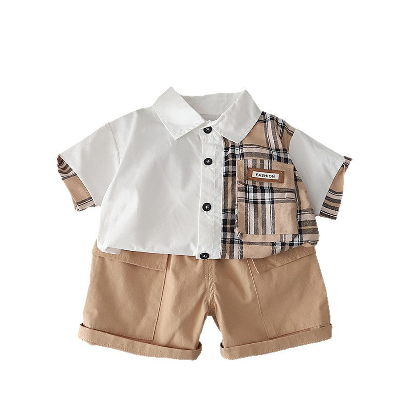 Baby Plaid Short Sleeve Two-Piece Clothing Set – Lightweight Summer Outfit
