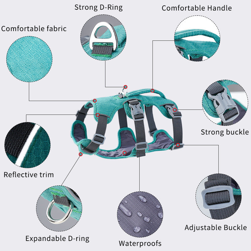 Reflective No-Escape Dog Harness with Control Handle – Padded Nylon Vest for Training & Walking