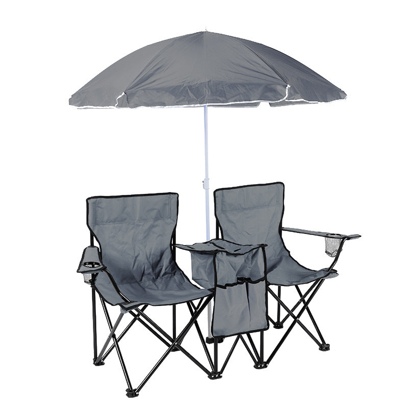 Double Camping Loveseat with Canopy – 600 lb Capacity Foldable Outdoor Chair with Cup Holders & Side Table