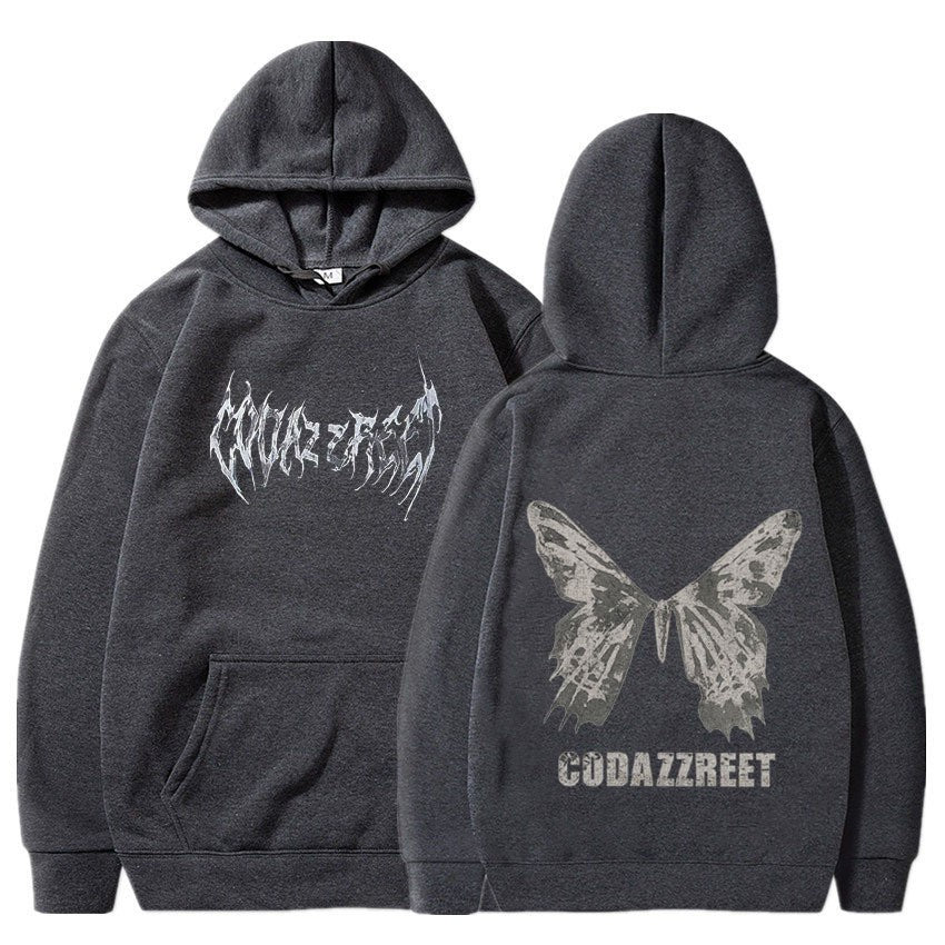 Hooded Sweatshirt for Men and Women, Couple Style, Hip-hop Butterfly Design