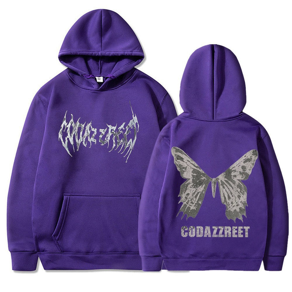 Hooded Sweatshirt for Men and Women, Couple Style, Hip-hop Butterfly Design