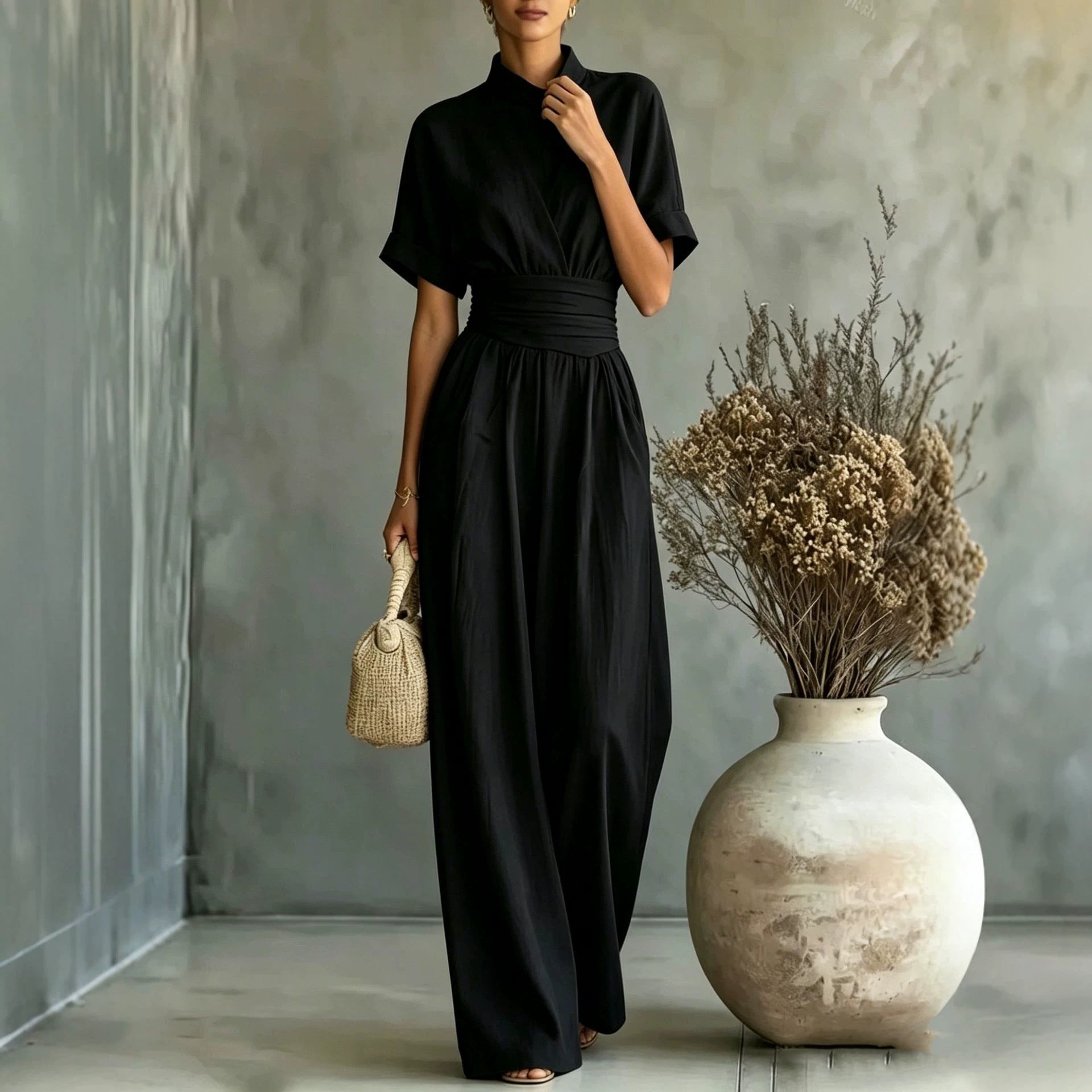 High-Neck Wide-Leg Jumpsuit