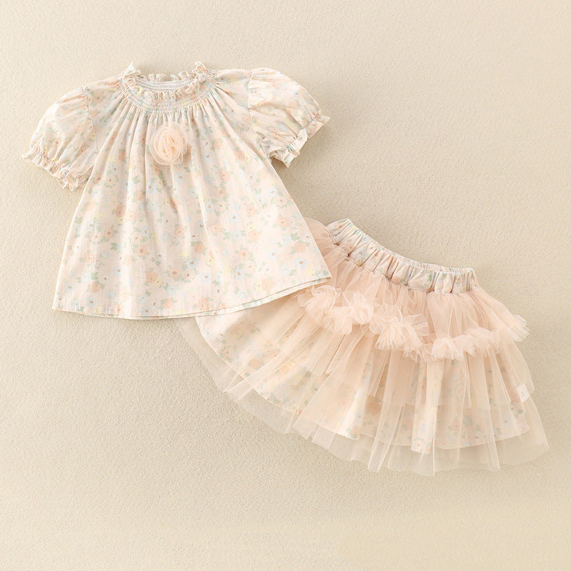 Style Floral Outfit for Girls Two-Piece Set Elegant Baby Girl