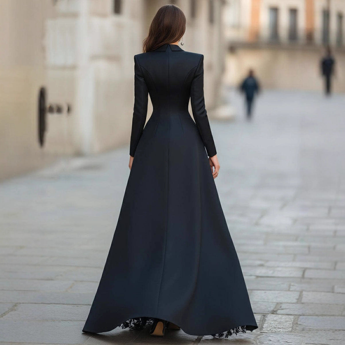 Black Lace Blazer Maxi Dress