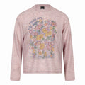 Floral Graffiti Print  Long Sleeve Round Neck Loose Fit T-Shirt