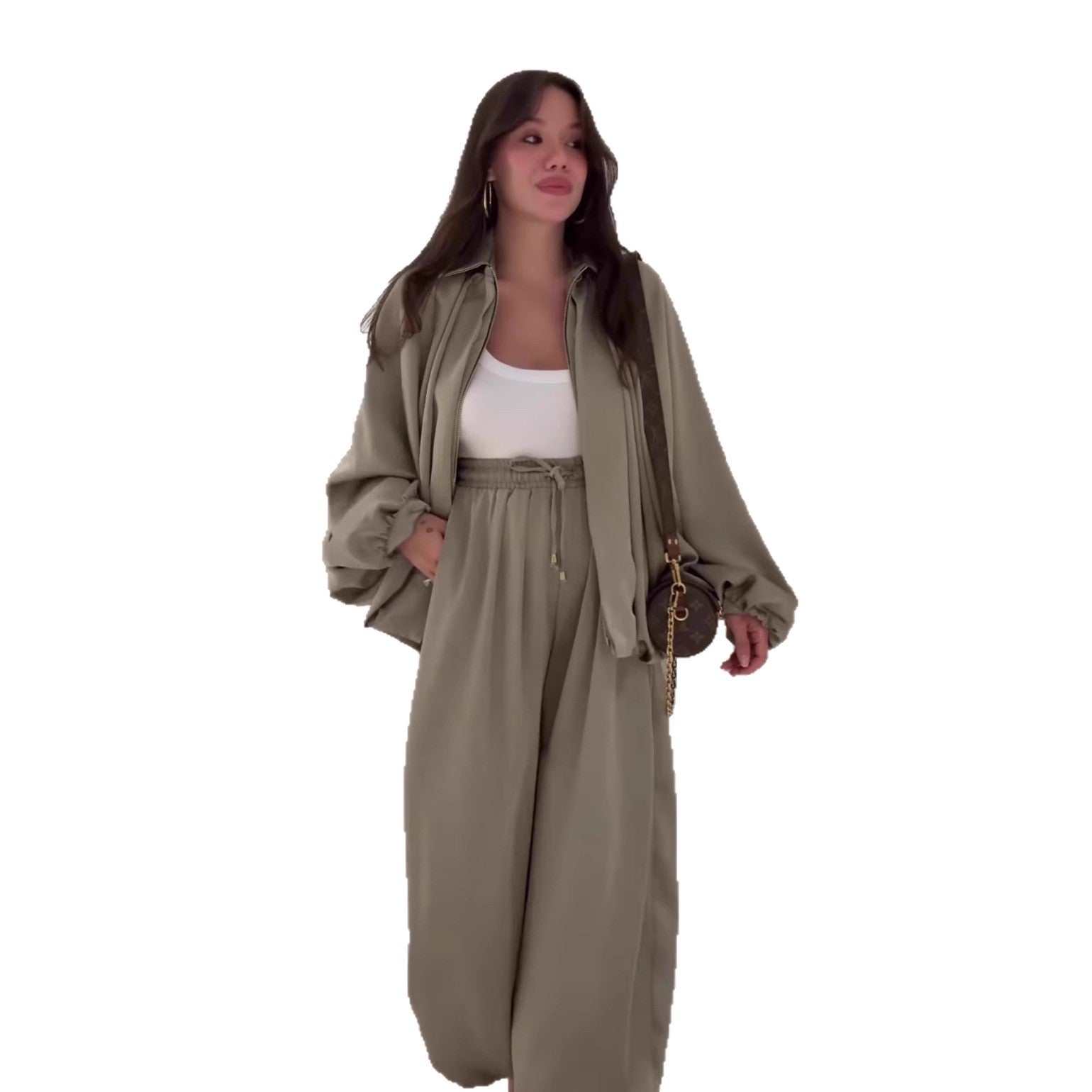 Relaxed Jacket & Wide-Leg Pants Set