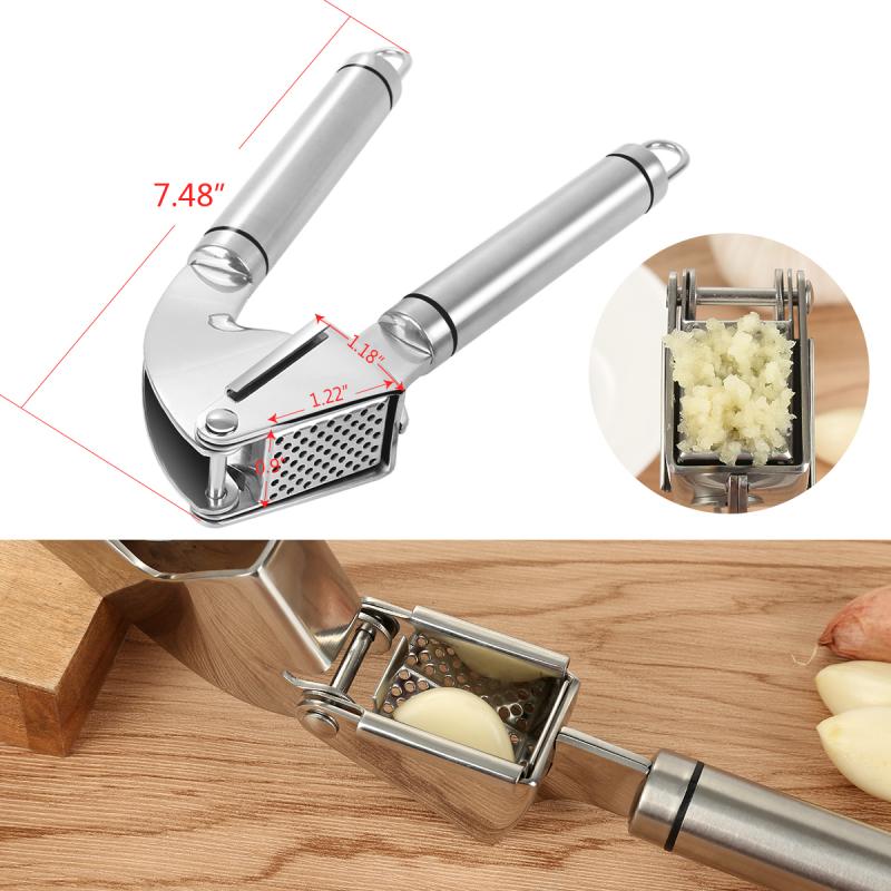 Durable Stainless Steel Garlic Press Crusher Squeezer Masher Home Kitchen Mincer Tool Silver