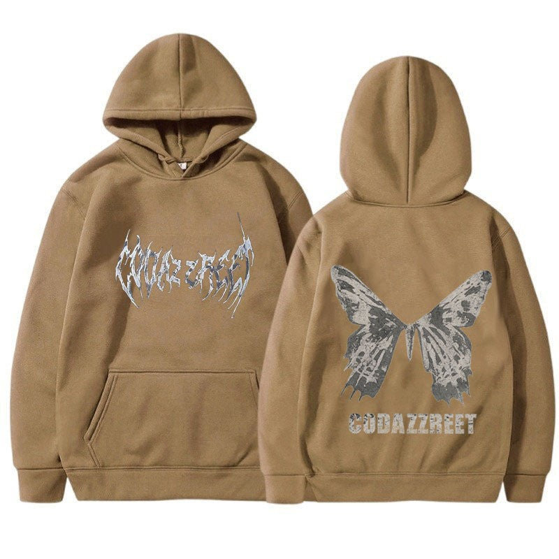 Hooded Sweatshirt for Men and Women, Couple Style, Hip-hop Butterfly Design