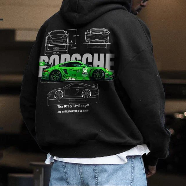 Men’s Casual Car & Heart Print Hoodie