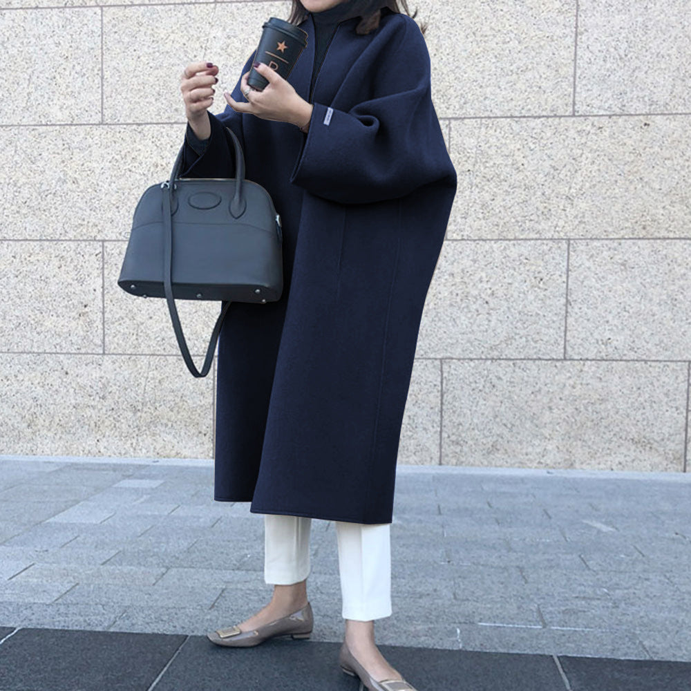 Elegant Commute Solid Color Straight Loose Coat for Women