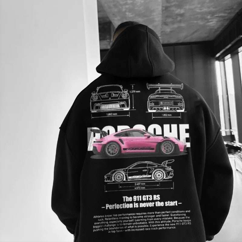 Men’s Casual Car & Heart Print Hoodie