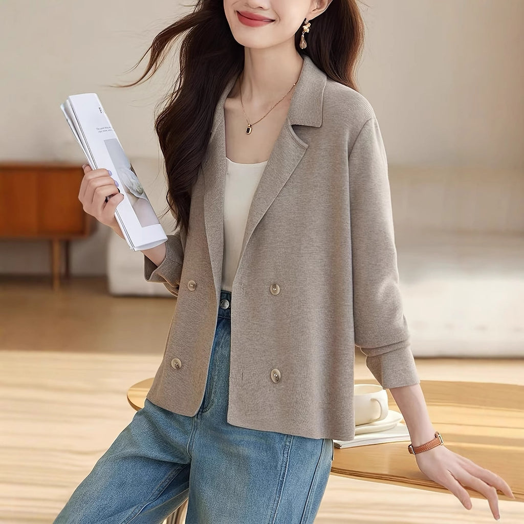 Spring Women's Casual Knit Blazer Jacket, Knit Cardigan with Elegant Style, Knit Outerwear