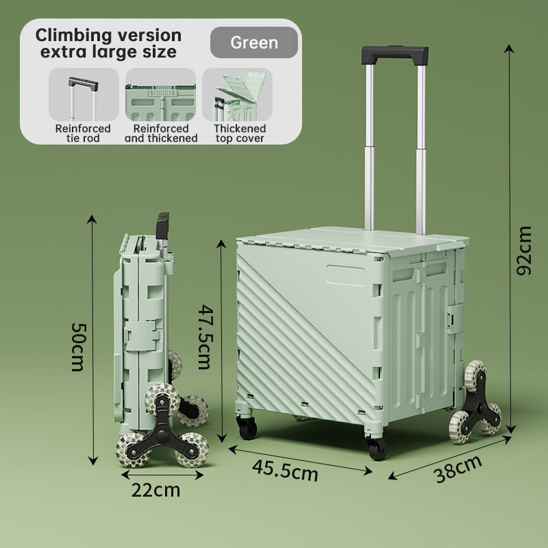 Folding Utility Cart with Lid – Rolling Storage Wagon for Shopping, Travel & Outdoor Use