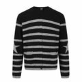 Stripe Cardigan with Mixed Fabric Star Patchwork Lazy Style Knitwear for Men