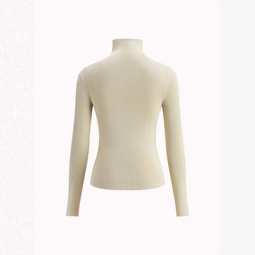 New knitted long-sleeve slim-fit reversible crew neck sweater, front and back wearable, versatile design