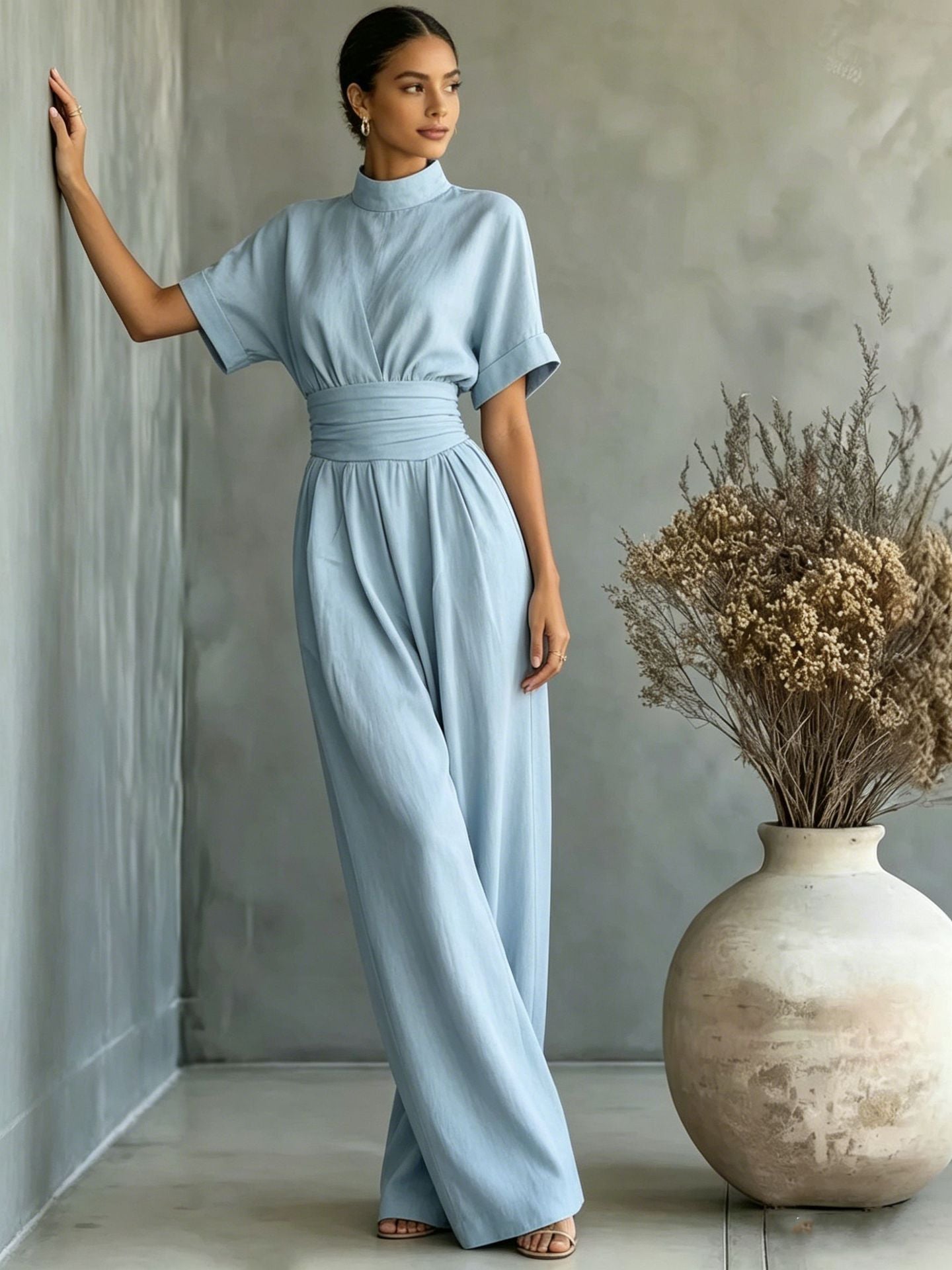 High-Neck Wide-Leg Jumpsuit