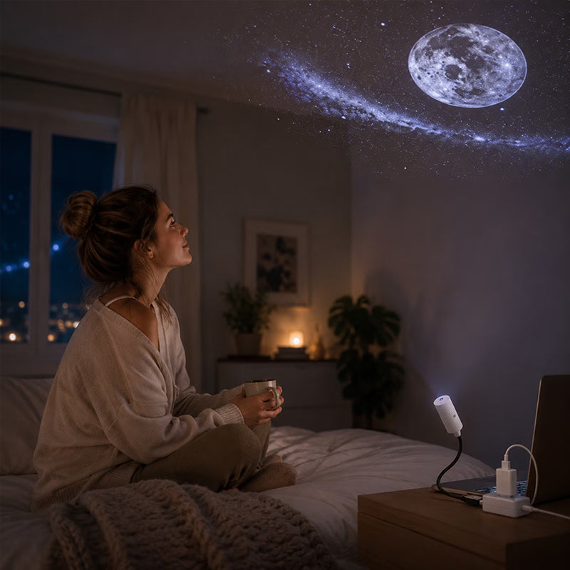 USB Star Projector – Plug & Play Night Light with Interchangeable Patterns for Bedroom & Living Room