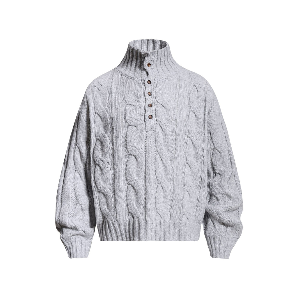 Twisted flower half buttoned sweater