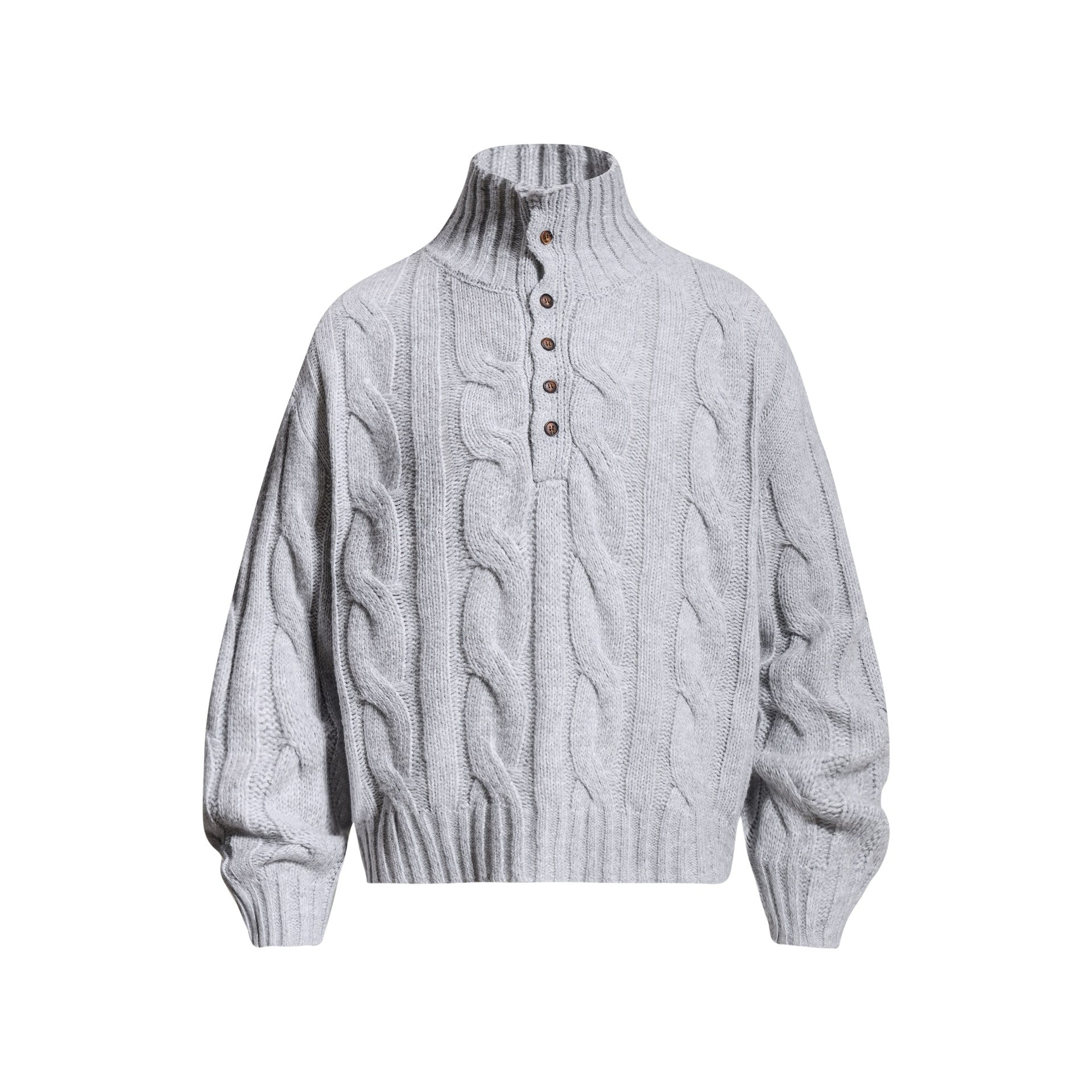 Twisted flower half buttoned sweater