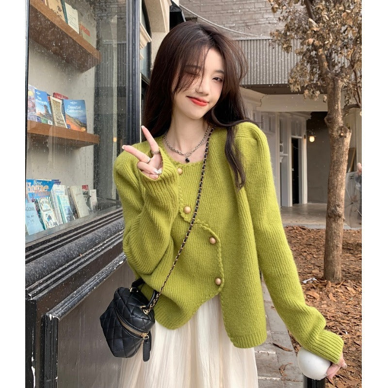 Fashionable Knitted Cardigan Sweater for Women, Unique and Elegant Design, Slim Fit Outerwear Top