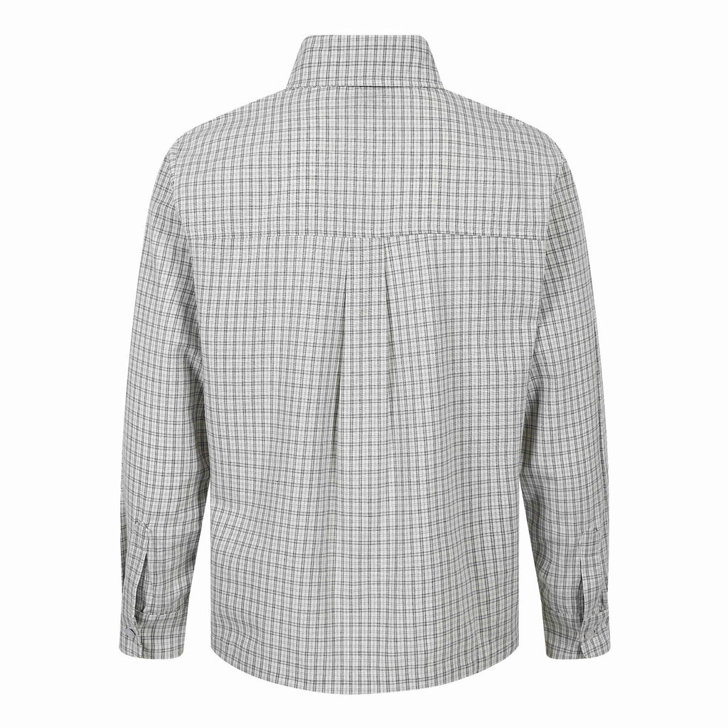 Plaid Embroidered Turn-down Collar Loose Casual Versatile Long Sleeve Shirt