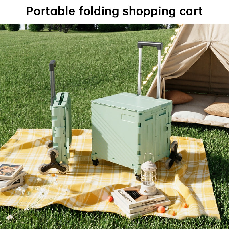 Folding Utility Cart with Lid – Rolling Storage Wagon for Shopping, Travel & Outdoor Use