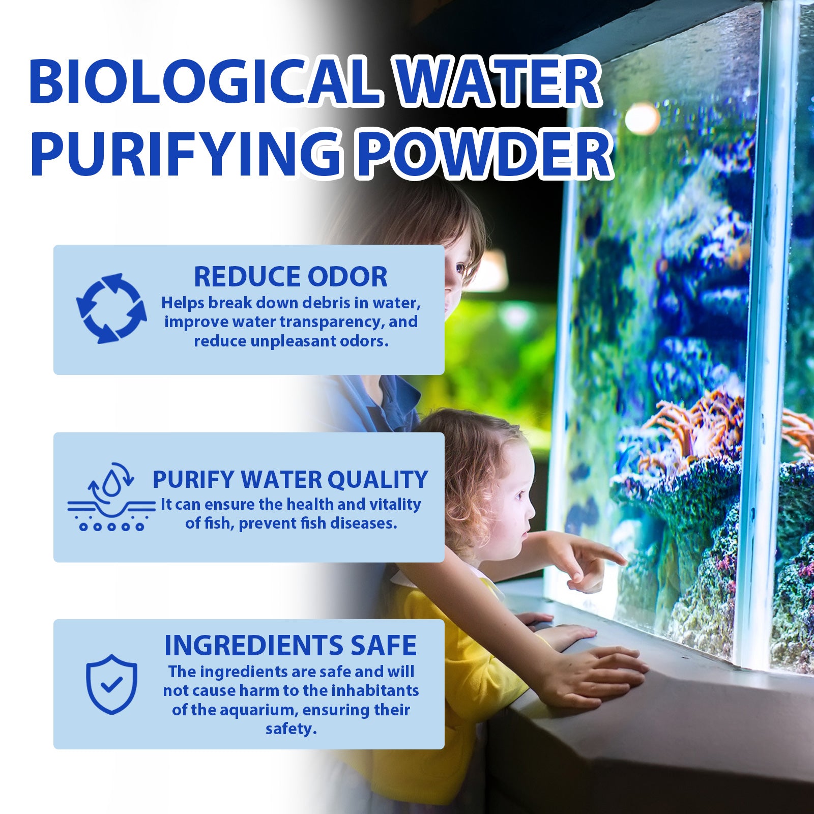 Yegbong Fish Tank Water Purifier Removes Algae Powder, Clean Fish Tank Remove Moss Algae Net Water Quality Instant Algae Removal Powder